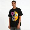 Half Skull And Tongue Out Emoji Print Trendy Casual Short Sleeve T-Shirt Pure cotton T-shirt