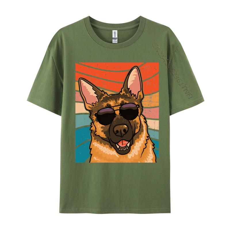 Mens Cotton Tshirt Retro German Shepherd T German Shepherd Tshirt loose Print Casual Comfortable Tshirt Top