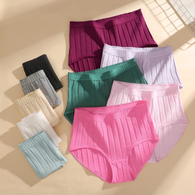 3Pcs/Set Women S-3XL Seamless Cotton High Rise Briefs Solid Color Stripe High Quality Panties Female Cozy Big Size Sexy Lingerie