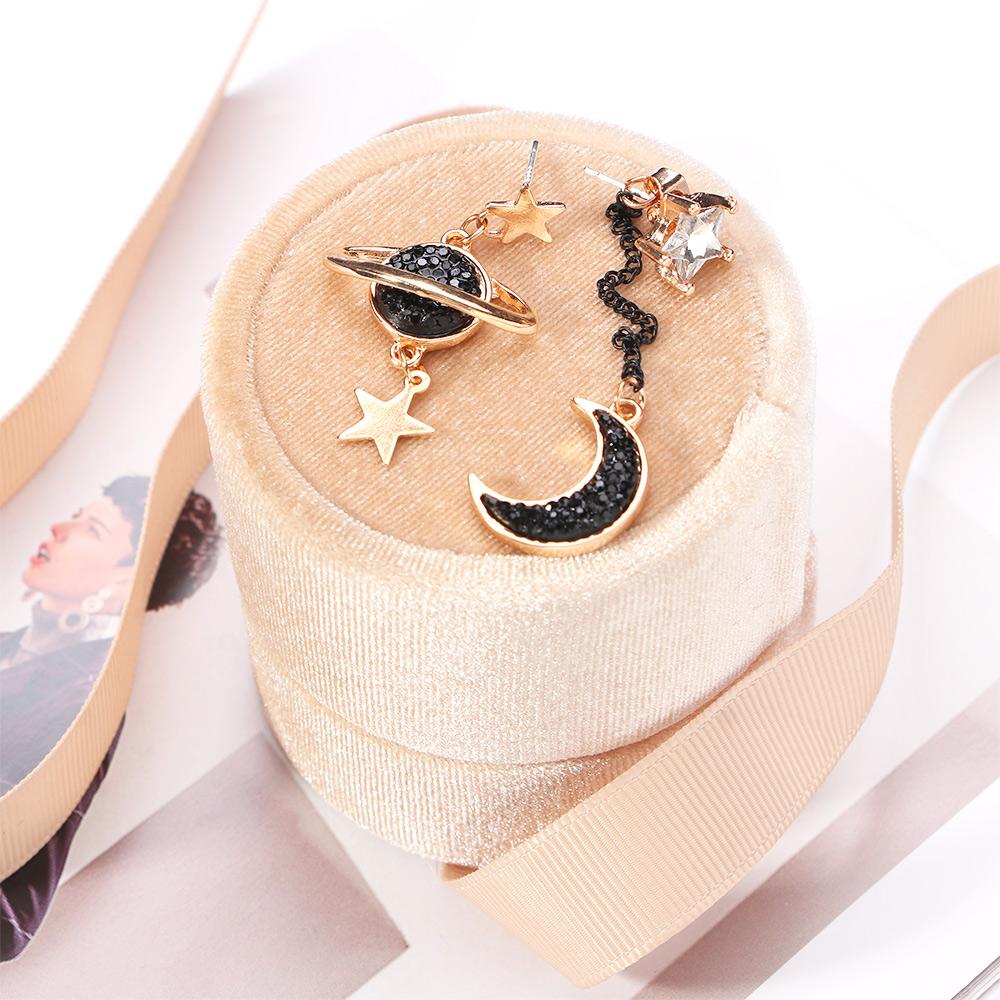 Personality Brincos Planet Black Star And Moon Drop Earrings Jewelry Dangle Earrings Stud Earrings