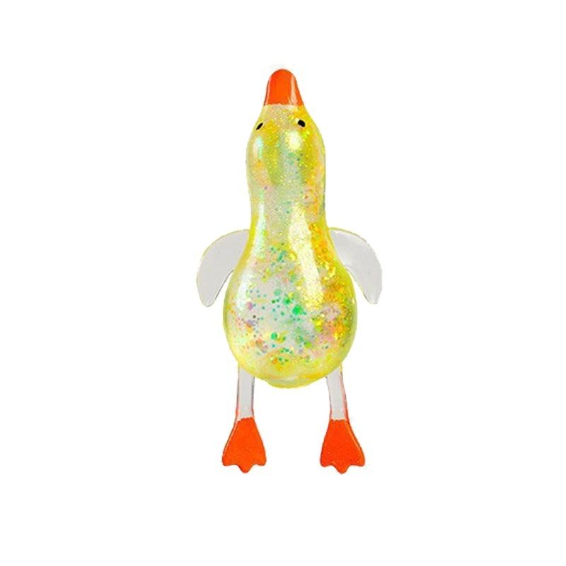 Crystal Transparent Kawaii Duck Glitter Stress Ball Non-Toxic Squeeze Toy Soft Squishy Heal Relief Pressure Anxiety Fidget Toy