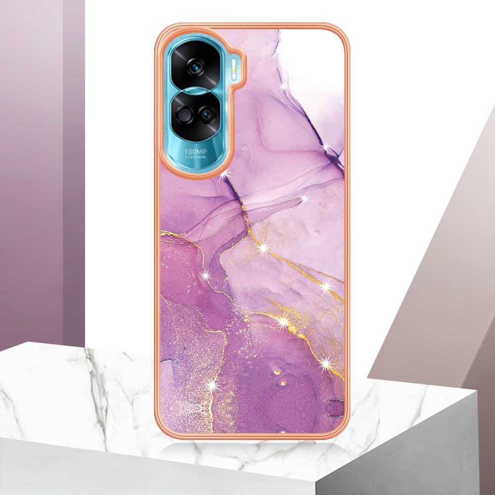 For Honor 90 Lite 5G/X50i 5G TPU Case with IMD Marble Pattern Electroplated Back Cover
