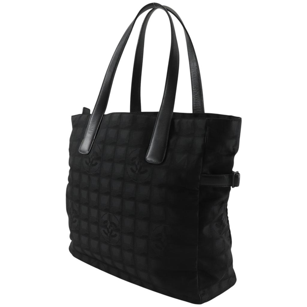 Chanel New Travel Line Tote GM Tote Bag A15825 Black Nylon Canvas Women Used