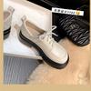 Whole cowhide~ platform loafers women's 2025 new autumn British style leather thick heel muffin white small leather shoes