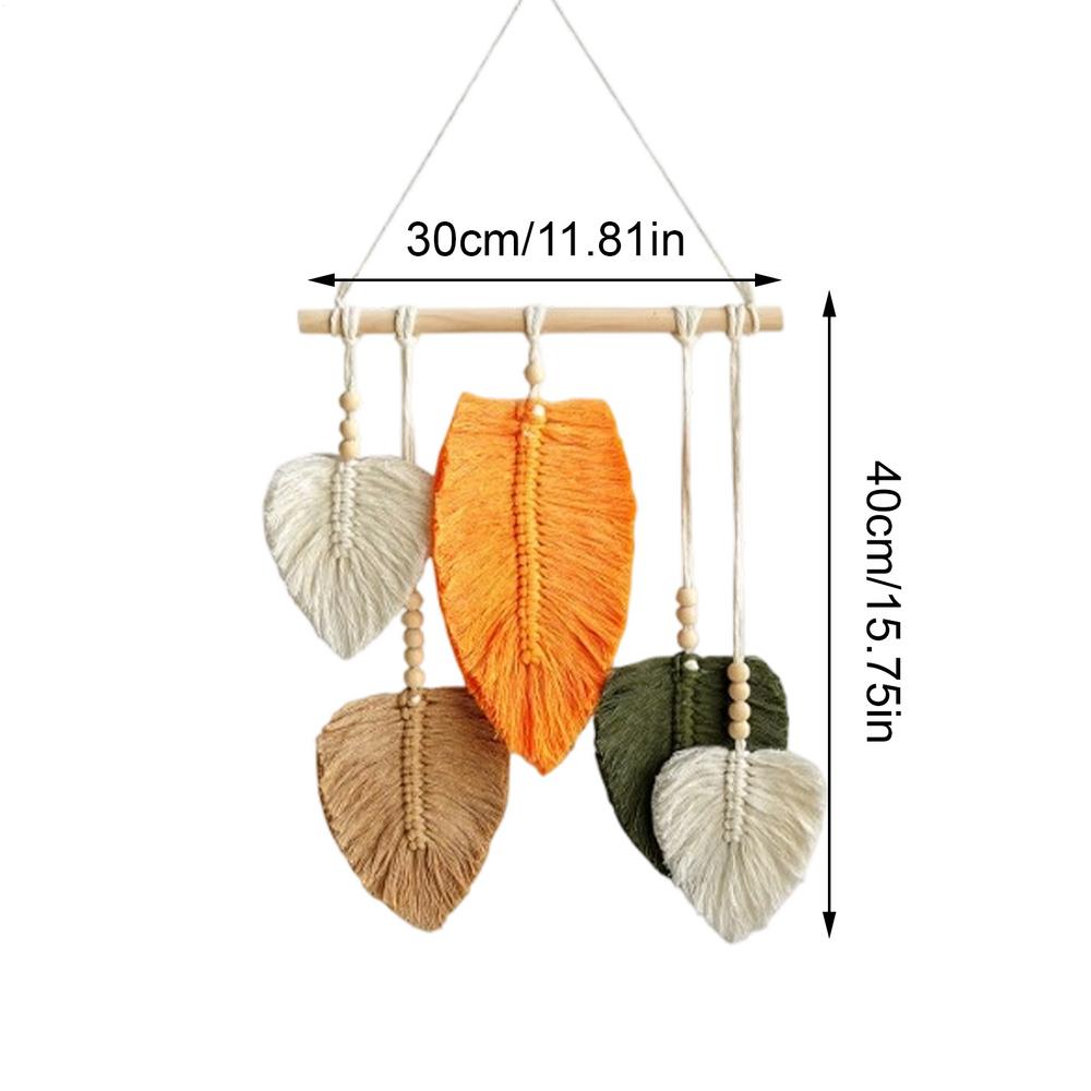 Macrame Tapestry Macrame Leaves Woven Tapestry Wall Hanging Decor for Living Room Bedroom Boho Wall Art Boho Home Decor