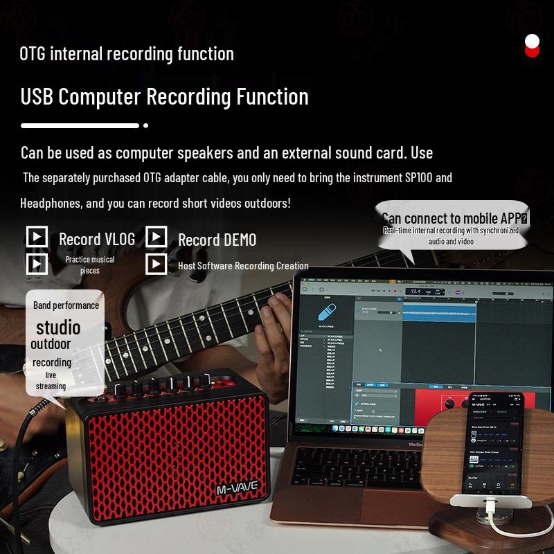M-VAVE SP100 Bluetooth Portable Guitar Amplifier for Outdoor Performance & Recording