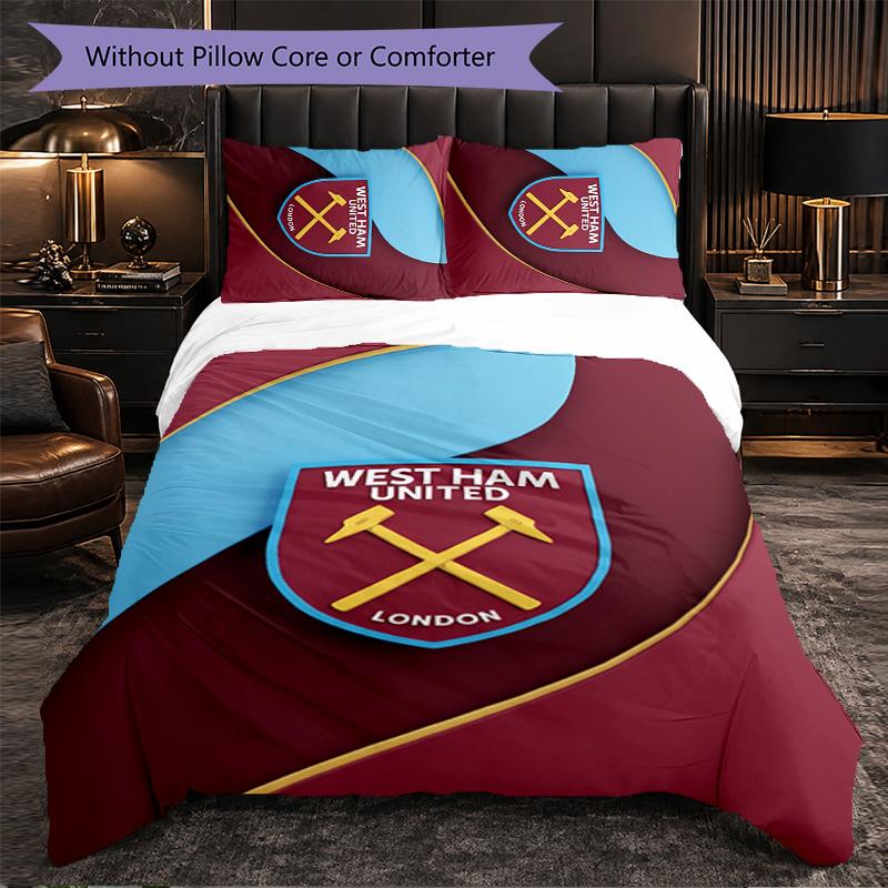 West Ham United Calcio Set Biancheria da Letto 3 Pezzi Morbido Set Copripiumino con Federe Set Decorazione Camera da Letto per la Casa