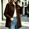 Women's Western Lapel Single-Breasted Mid-Length Casual Jacket for Fall and Winter