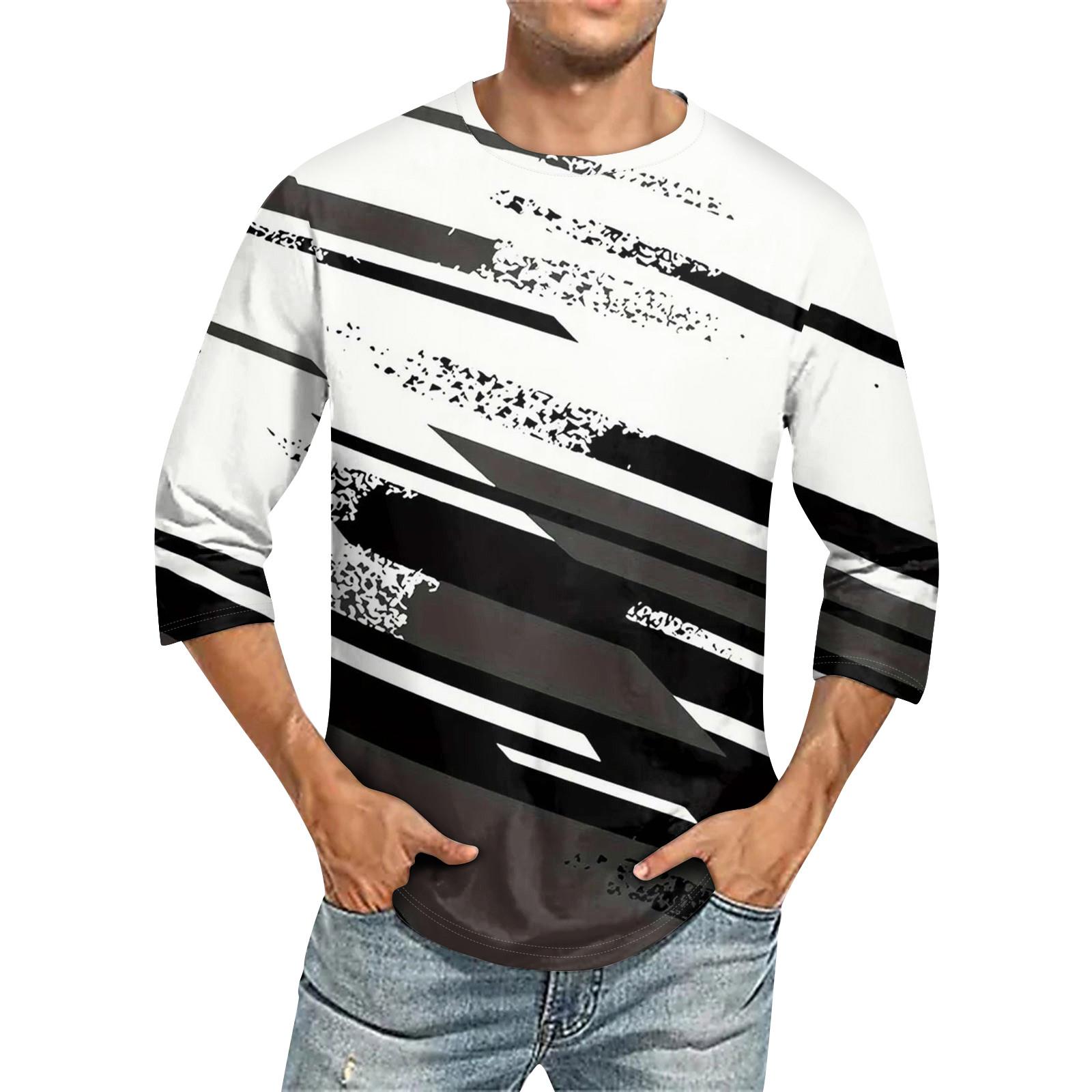 

Мужская повседневная модная футболка с круглым вырезом и рукавом три четверти XXXXL серый