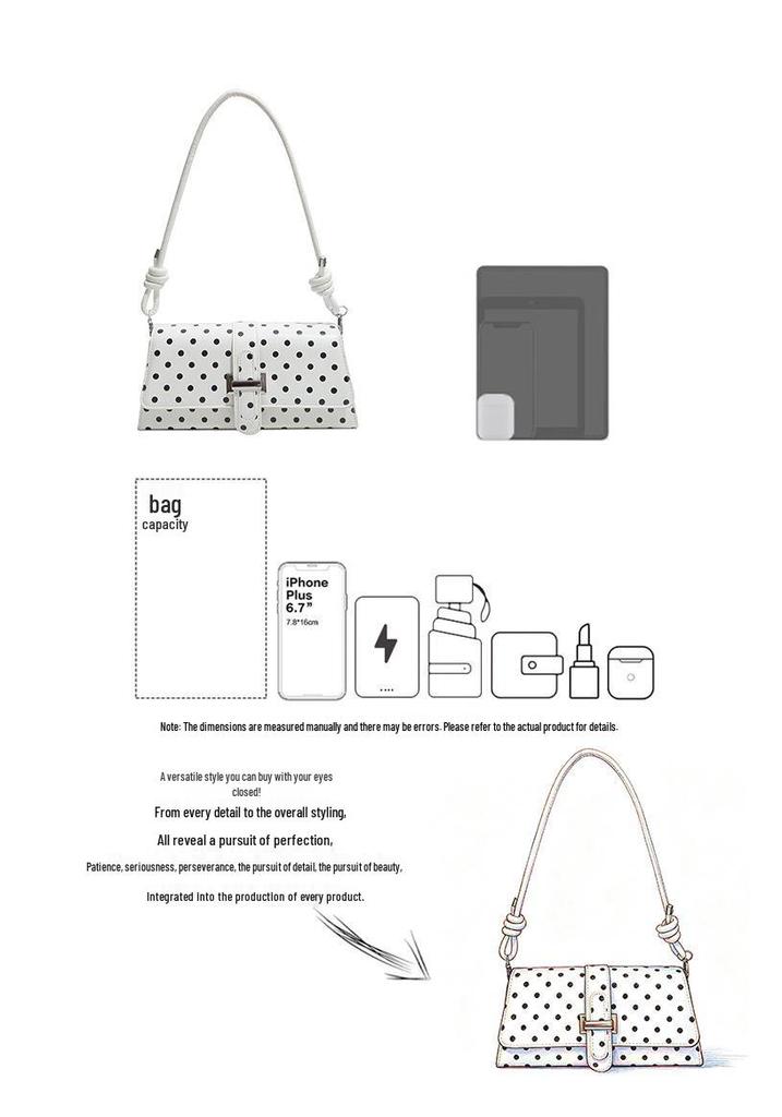2026 Henggeng Polka Dot Stylish Women's Handbag: Chic, Small, Square, Relaxed Feel, Shoulder & Handheld Bag