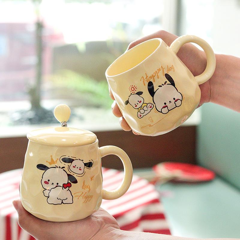 Cute Puppy Mug Gift Box Home Water Cup High-value Large Capacity Ceramic Cup with Cover Spoon