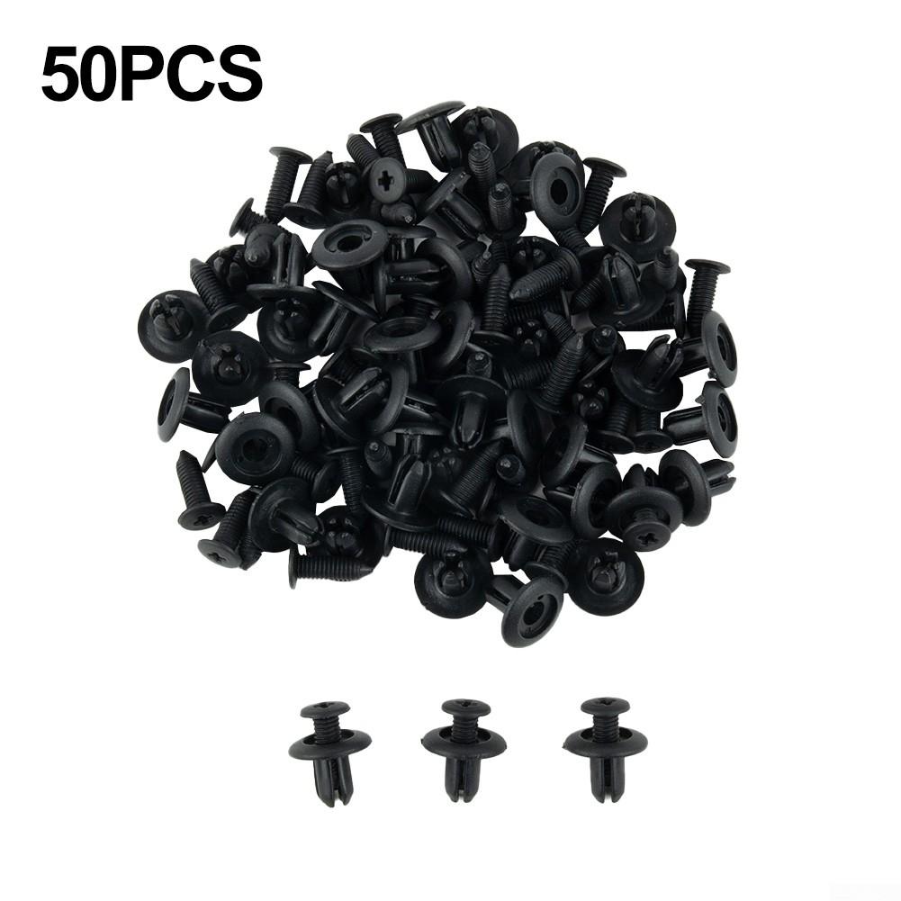 50PCS 8mm Hole Plastic Rivets Fixing Fastener Push Clips Black Fit For Many Cars