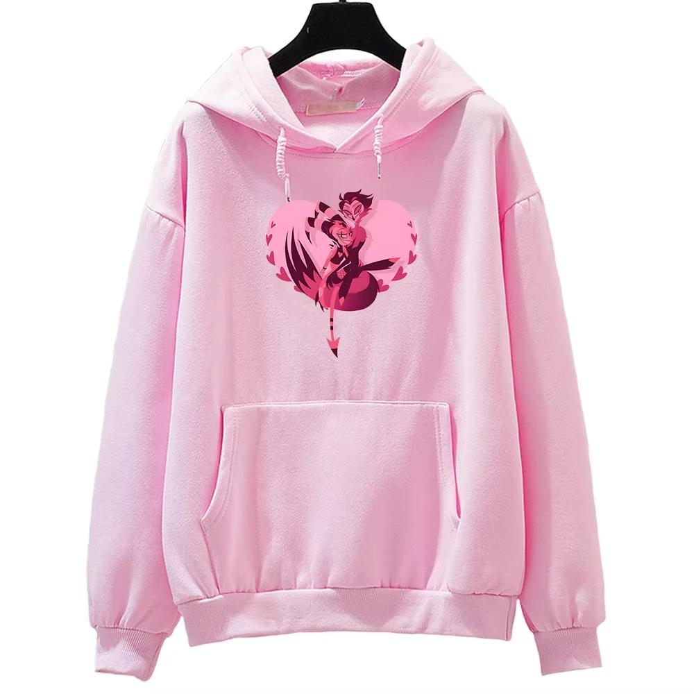 Helluva Boss 2D Hooded Cartoon Print Japanese Anime Cute Sweatshirt Funko Pop Fleece Comfortable Clothes Unisex Harajuku Pullove