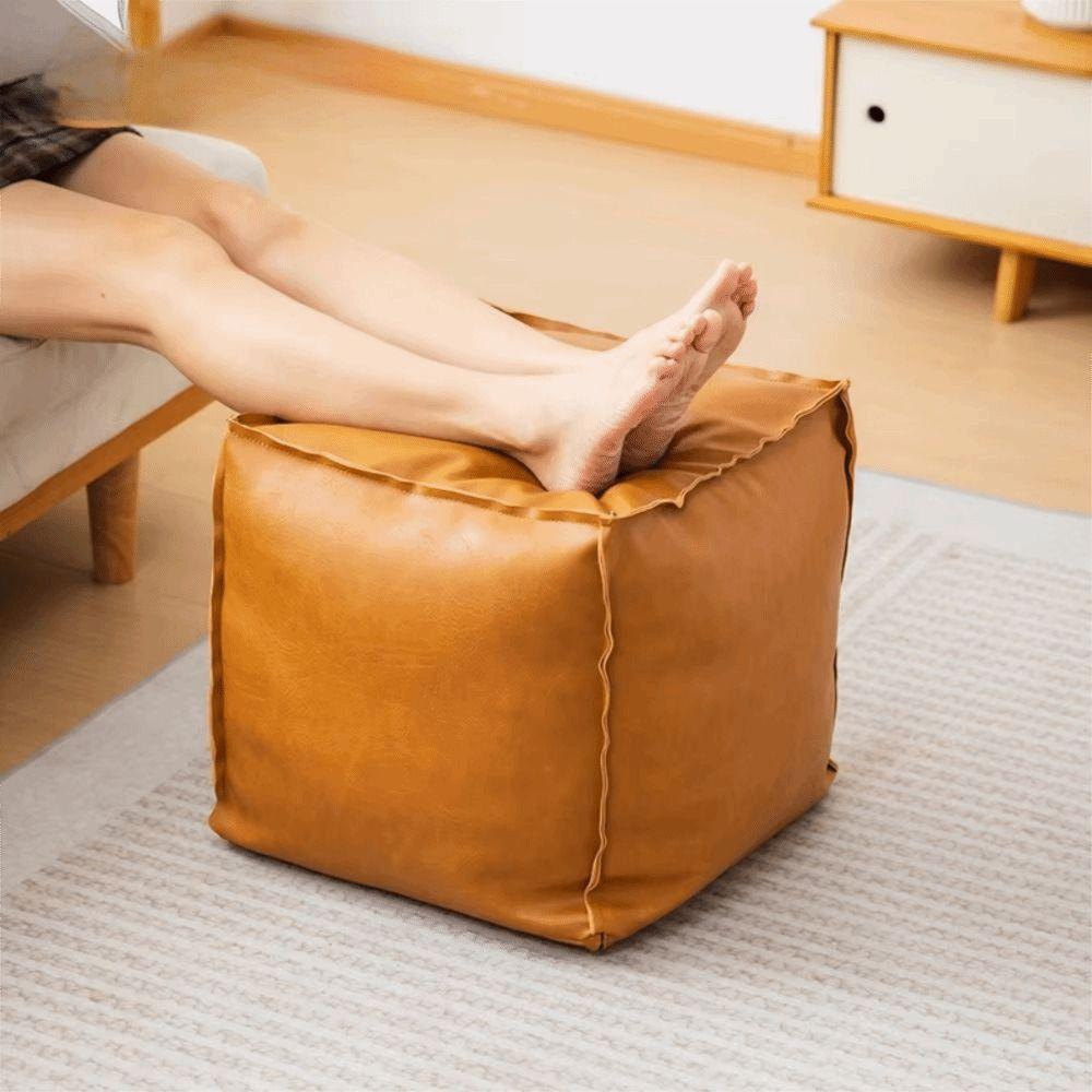 Non-Slip Storage Stool Waterproof Moroccan Pouf Foot Rest Leather Pouf  Home