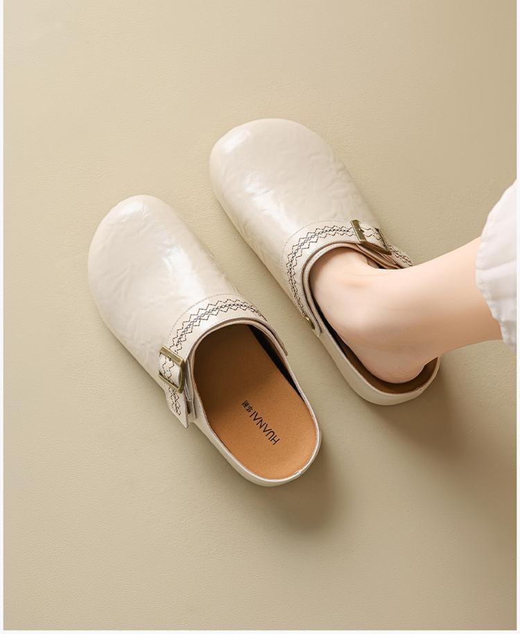 2026 Spring/Summer New Boken Cool Slippers for Lazy Women, Thick Bottom Outskirt, Retro Baotou Half Slippers
