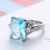 100% Real Silver Color Aquamarine Rings For Women Sky Blue Topaz Ring Zircons Plata S Jewellery Christmas Gift