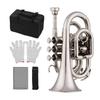 Mini  Trumpet Bb Flat Brass Material Wind Instrument with Mouthpiece Gloves Cleaning Cloth Carrying Case  Trumpet