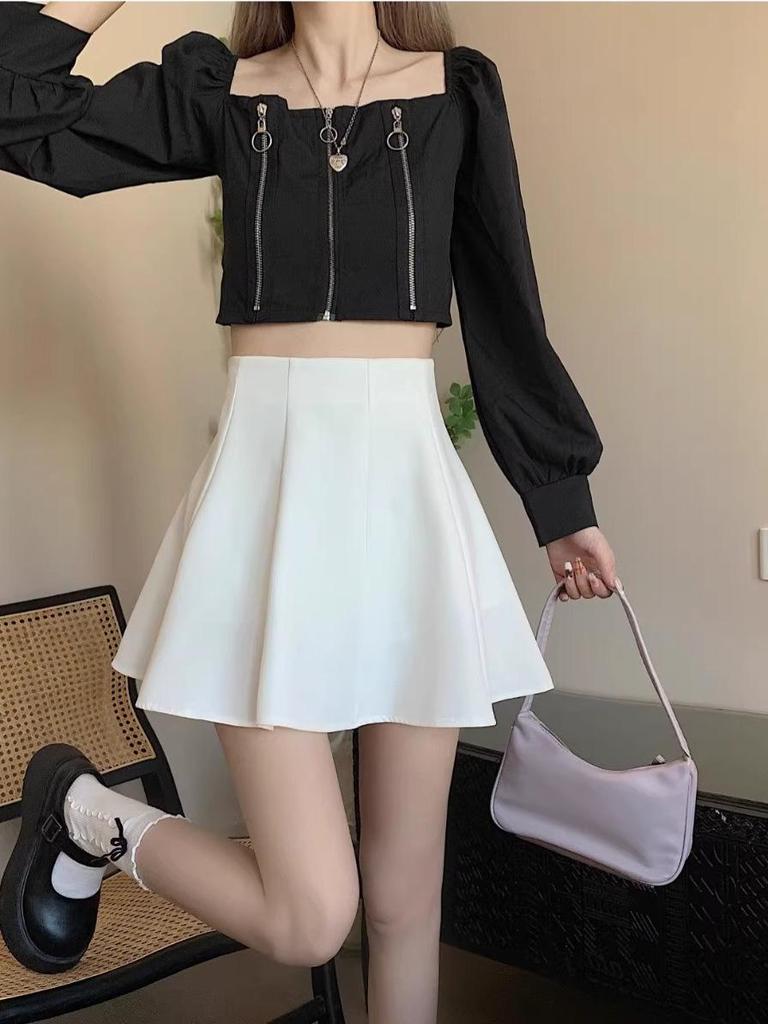 High-Waisted Drapey Pleated Skirt - Women's Spring/Summer Fairy Academy Style Skirt