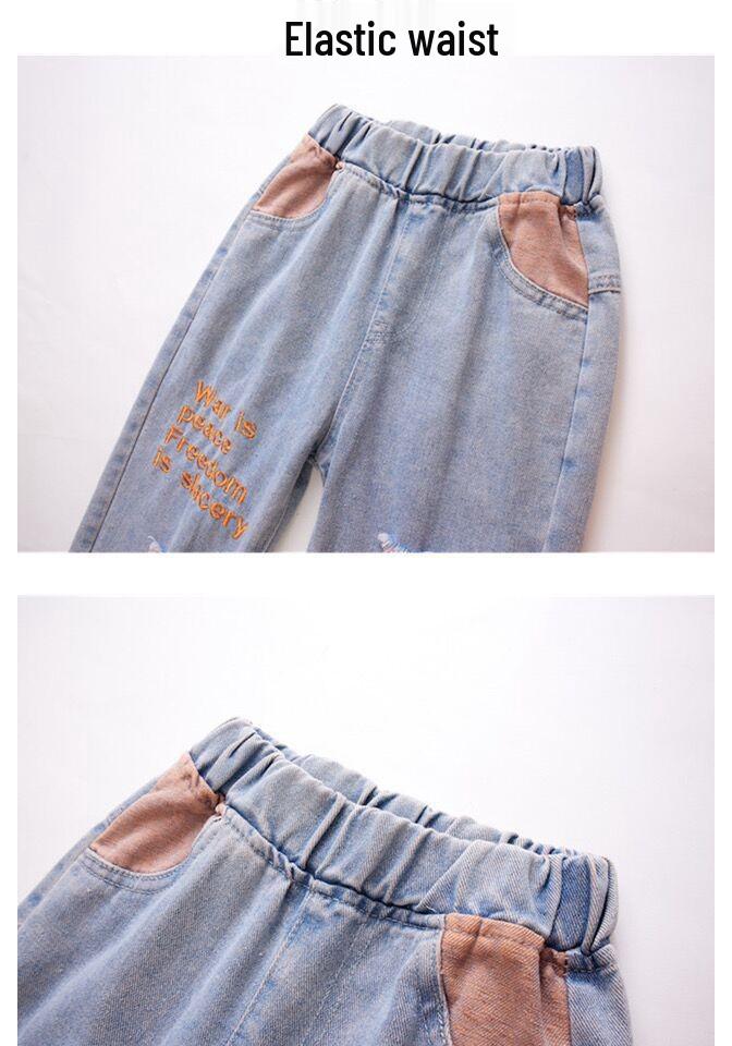 Girls' Casual Loose-Fit Jeans - Spring/Autumn Fashion for Kids
