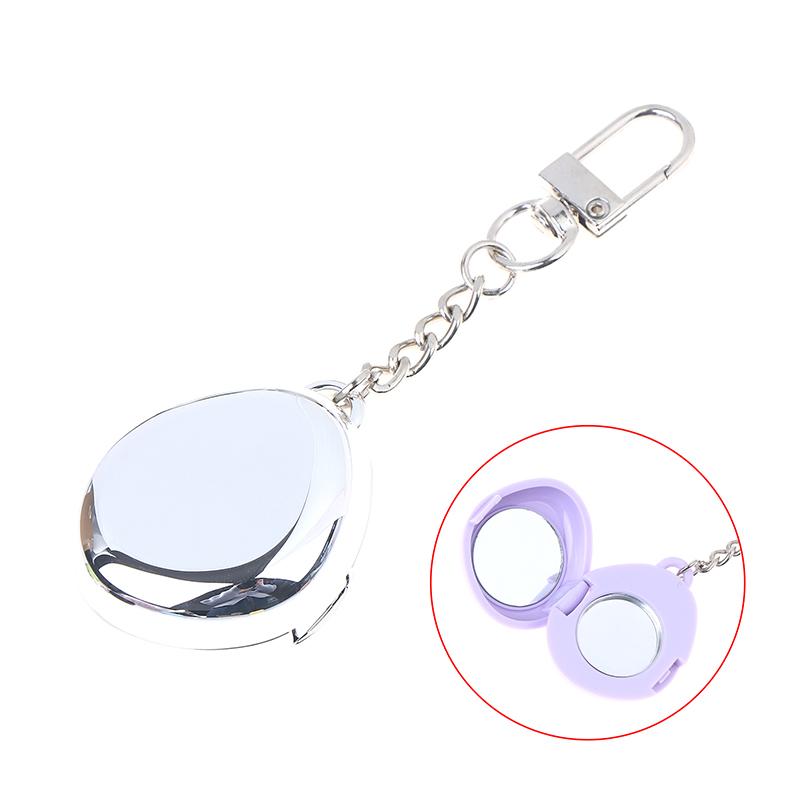 Mini Mirror Keychain Storage Box With Aluminum Disk Diy Eye Shadow Powder Blusher Plastic Empty Box Portable Pendant Gift Travel