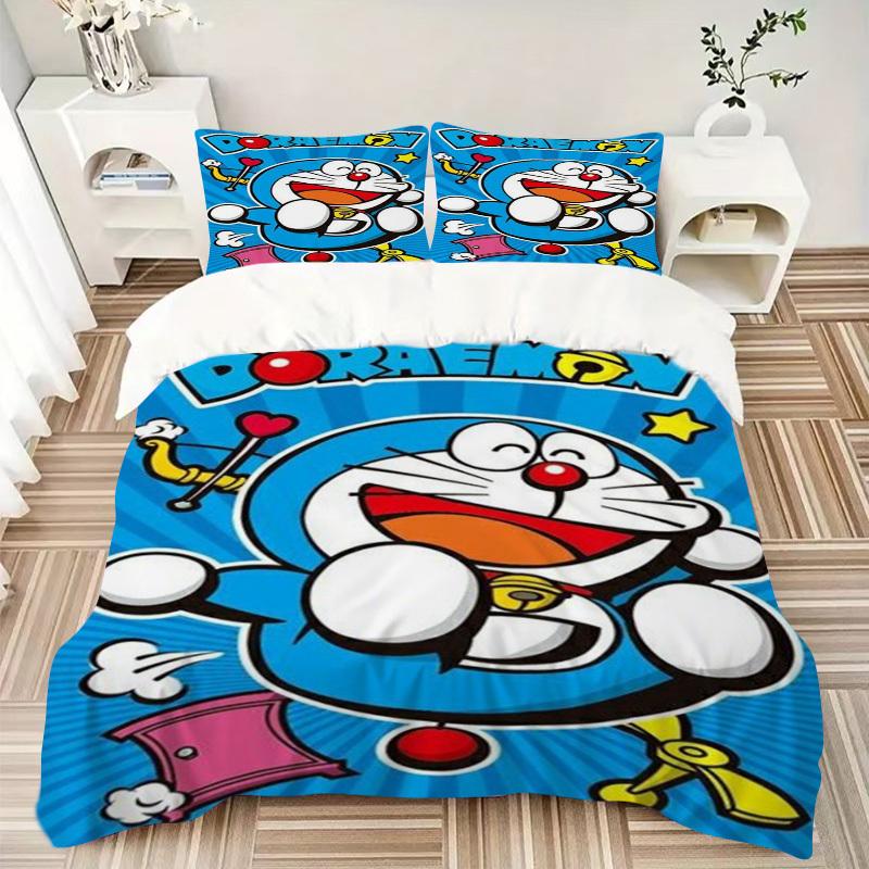3pcs Doraemon, Cartoon Duvet Cover Set, 1 Duvet Cover + 1/2 Pillowcases (No Insert),Bedroom Decor, Allseason Comfort yy251021291