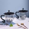 Hallo Doppelwandiges Glas Milch Saft Tasse Kreative Nette Katze Form Kaffeetasse Cartoon Paar Teetasse mit Deckel Haushalt Büro Drinkware