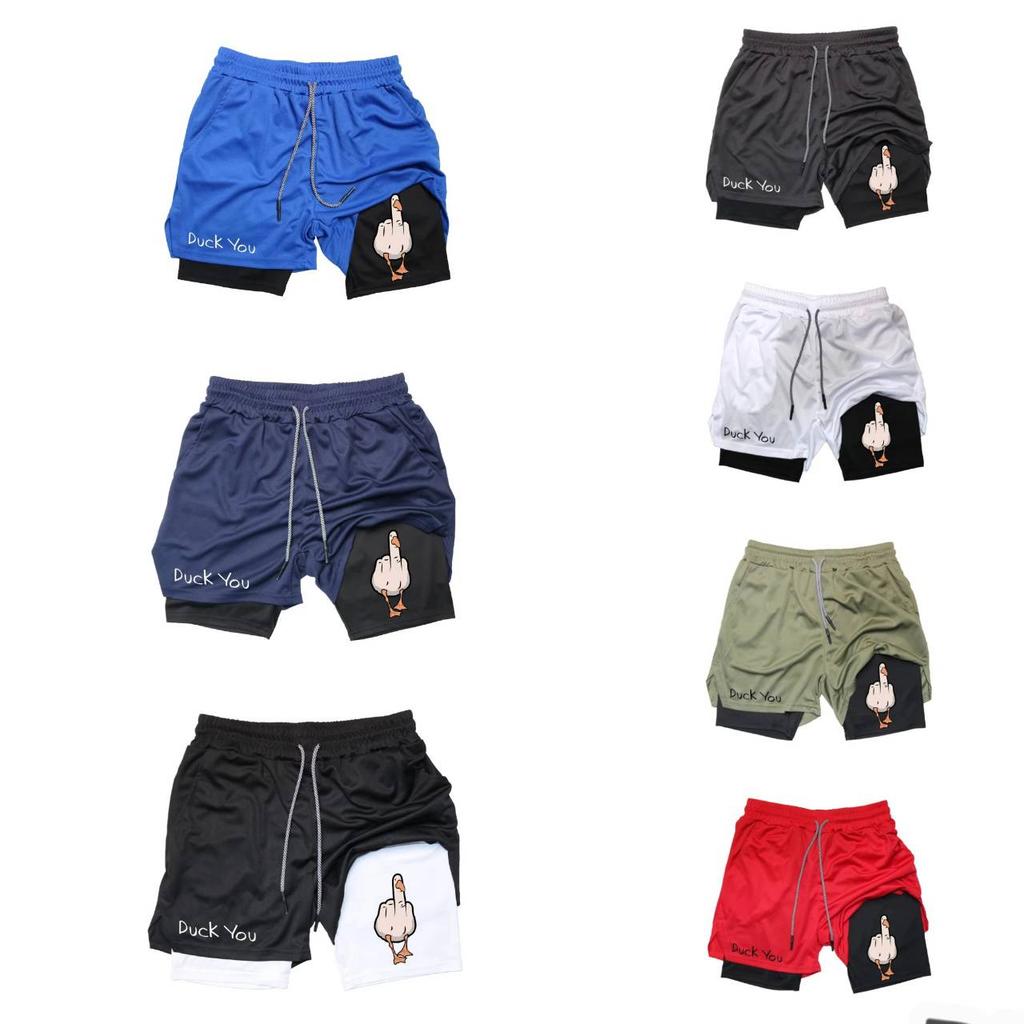 Duck you Muay Thai Kick Boxing MMA Shorts Men Women Unisex Double Layer Quick Dry Breathable Sport Gym Fitness Workout
