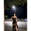 Summer super good-looking temperament celebrity royal sister suspender dress design sense niche split fork slim hip wrap long skirt