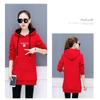 Autumn and Winter New Korean Style Women's Pullover Loose Large Size Student Hooded Mid-length Velvet Embroidered Sweatshirt for Women