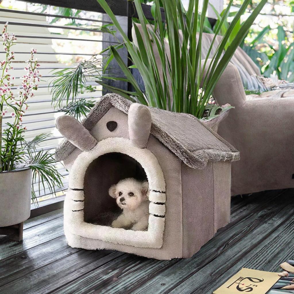 Cute Luxury Solid Summer Winter Cat Dog Pet Bed Tent Soft Plush Removable Washable