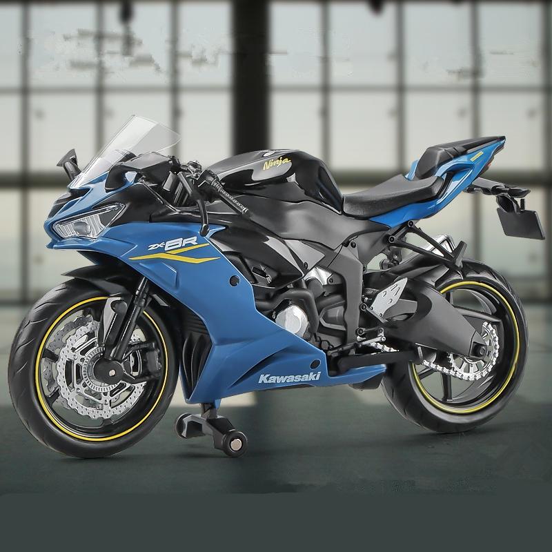 1/12 Kawasaki Ninja ZX-6R Race Cross-country Motorcycle Model Simulation Metal Street Motorcycle Model Collection Kids Toys Gift