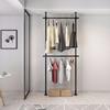 2 Tiers Rod Clothing Rack Adjustable Commercial Garment Closet Organizer Floor Closet Garment Rack Clothes Storage Hanger