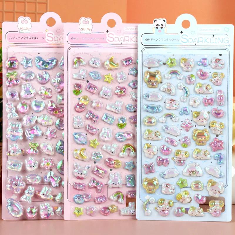 4PCS Cartoon 3D Relief Water Drop Stickers Adorable plus Enjoyable Animals Rabbit Panda Stickers Diy Diary Stationery Stickers S