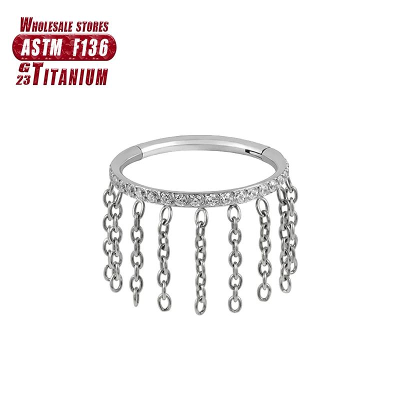 F136 Titan Piercing Septum Zirkon Ohr Tragus Knorpel Nasenringe Daith Helix Ring Clicker Schmuck für Damen Mädchen Geschenk