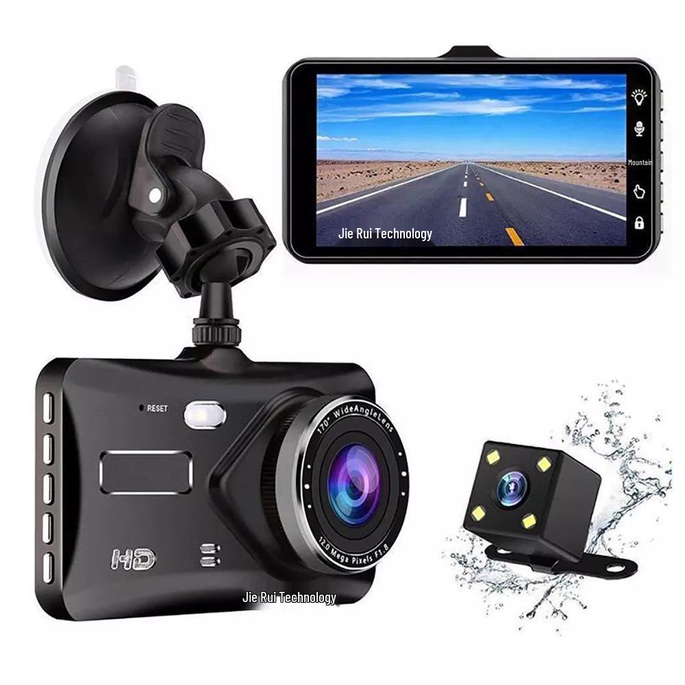 HD Dual Camera Car Recorder with 4-inch Touch Screen and Reversing Image