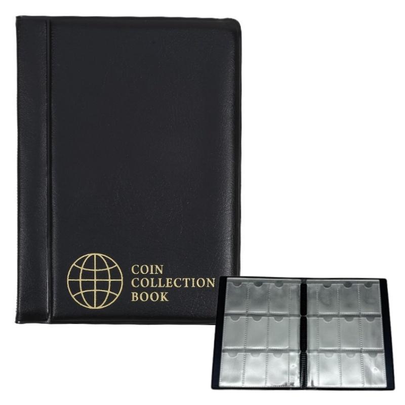 

Pretty Coins Storage Album Coins Collection Book 108 Pockets Transparent PVC Multi-purpose Stamps Commemoration Home Supplies чёрный