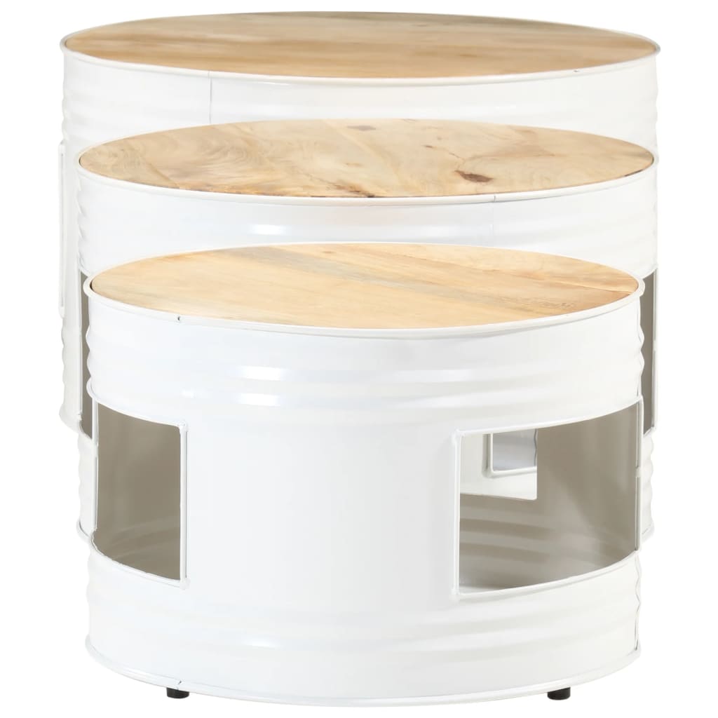 Barrel Bar Tables, Set of 3, Rough Mango Wood