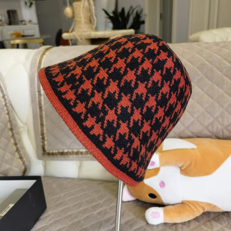 New Winter Hat Ins Wind Japanese Bucket Hats Korean Version Cute Knitted Hats Wool Bucket Hat For Women Mother Mum Gift