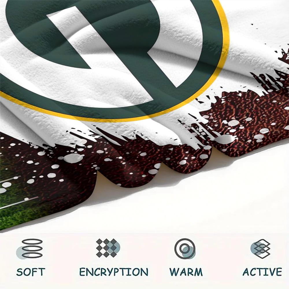 1Pc Green Bay Packers Print Flannel Blanket, High quality Comfortable for All Seasons, Home Decor, Warmth and Comfort, Perfect for Gifts
