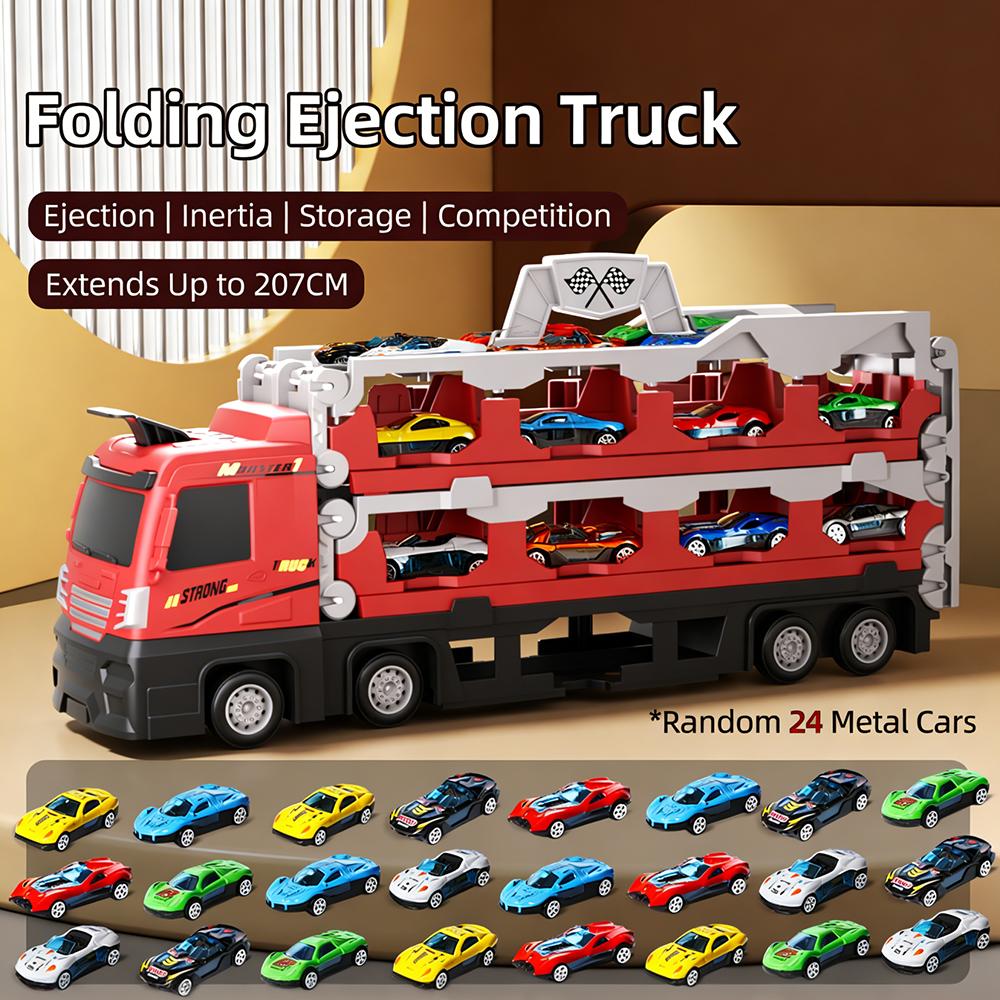 High-Speed Transformable Cargo Truck Launcher – 207cm Competitive Racing Track for Kids