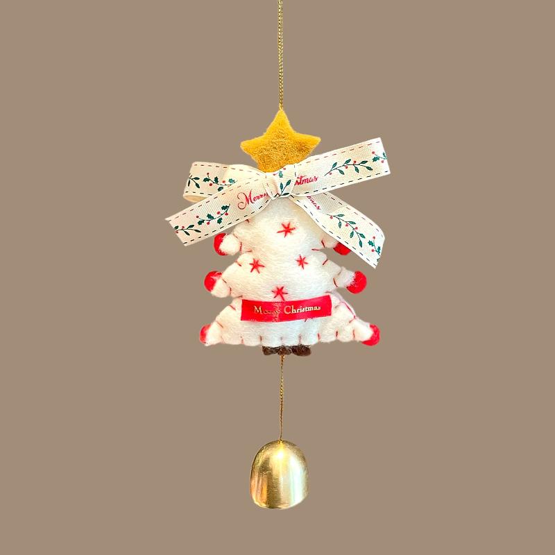 Christmas Atmosphere Pendant Gift Star Plush Bow Christmas Tree Red Pendant Wind Chime Creative Gift