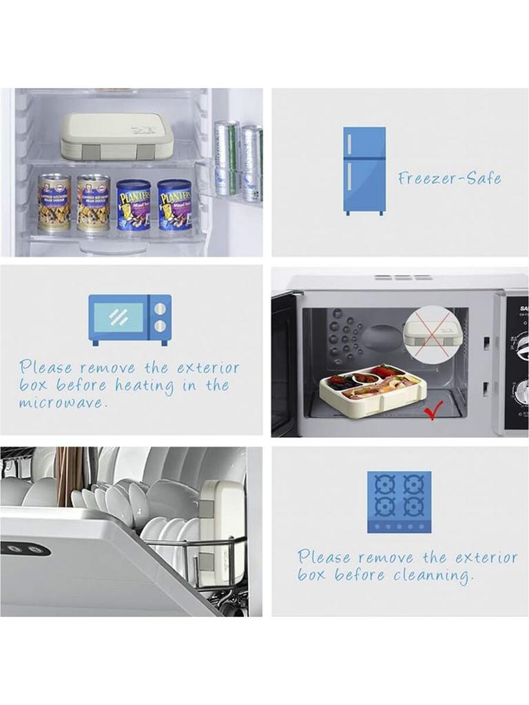 Pudełko śniadaniowe dla dorosłych i dzieci, przenośne, z przegródkami, na owoce i jedzenie, do mikrofalówki, lunch bento box z widelcem i łyżką, pudełko piknikowe, świeże