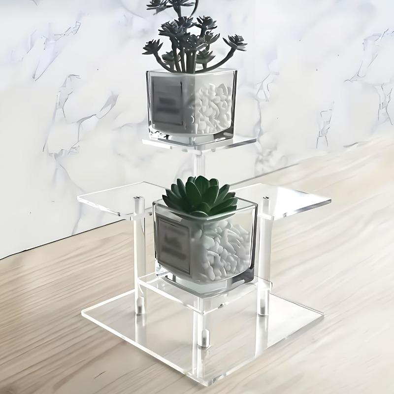 2/3pcs Transparent Acrylic Display Stand 4 Detachable Square Shelves for Showcasing Condiments Figurines Perfumes Jewelry Decor