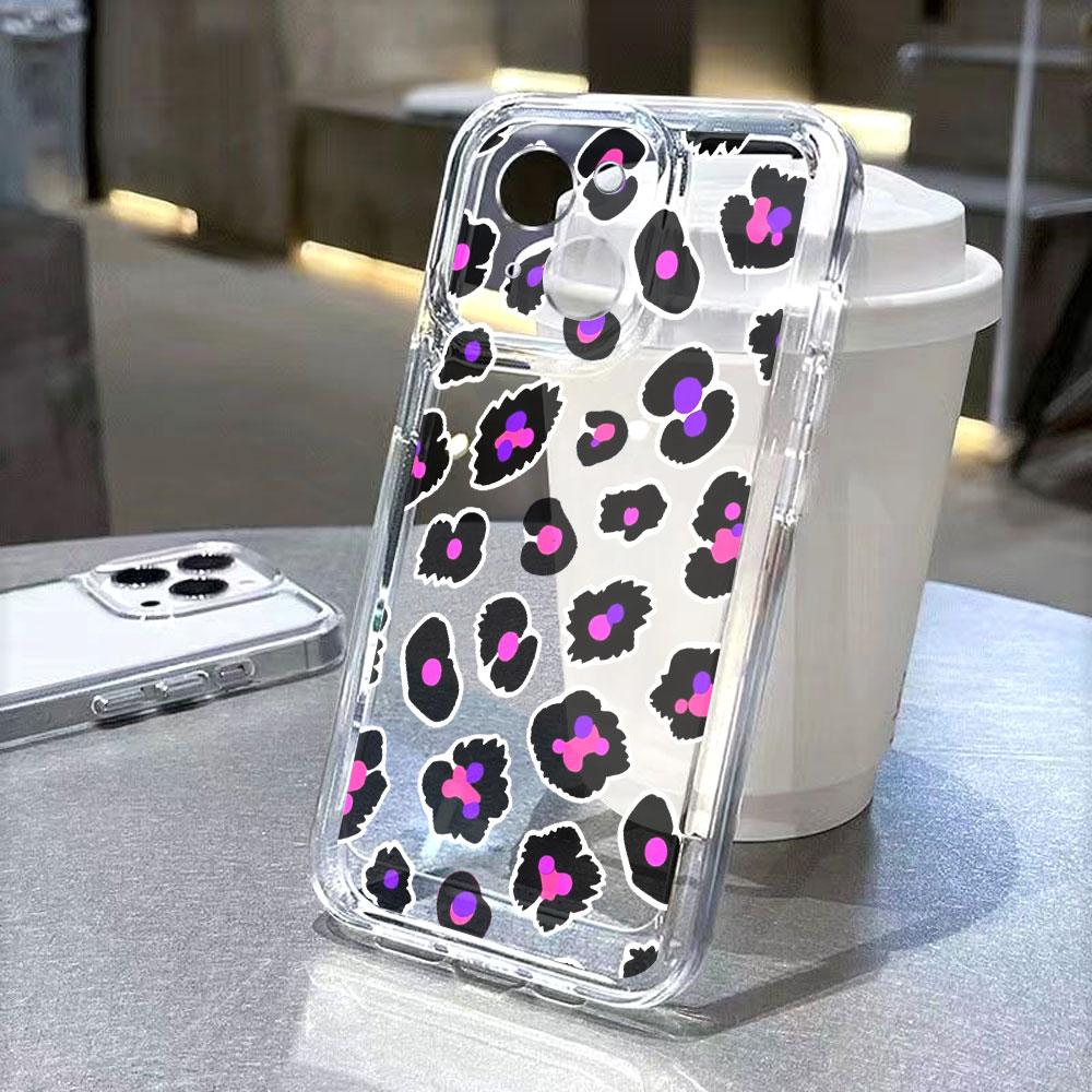 Pink Purple Leopard Print Phone Case for Xiaomi Redmi Note 15 14 13 12 11 10 9 8 7 Pro Plus Soft Shockproof Protective Cover