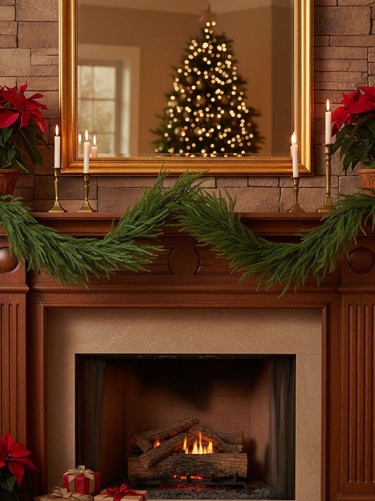 Norfolk Pine Garland Multi-Purpose Realistic Christmas Garland Hanging Pine Decorative Garland for Mantle Fireplace Table