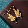 Xiaohongshu Blogger's Cold Enamel Imitation Jade Swan Earrings - Niche High-End Cheongsam Jewelry Design