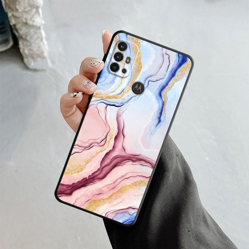 Custodia in marmo con texture oro rosa per Motorola G60 G50 G31 G30 G22 G9 G8 Power Lite Plus Edge 20lite 30pro One Fusion Cover