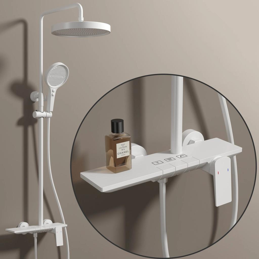 Hot Cold Bathroom Shower System Faucets 12 Inch Round Rain Shower Head Brushed Rose Gold Hot Cold Waterfall Bathroom Shower Set