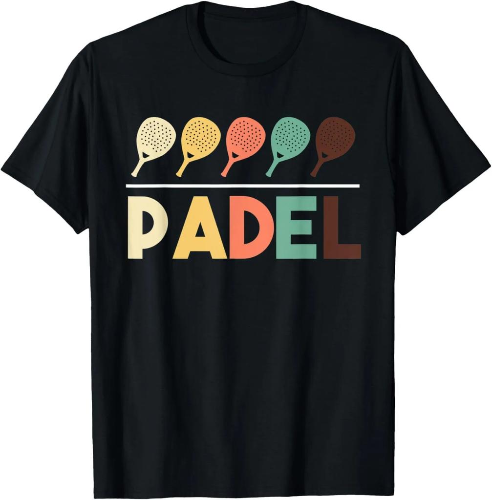 Padel Paddle Tennis Racquet Ball Vintage Colors TShirt Cotton Casual Sports Street Couple Clothes Streetwear Mens T Shirts