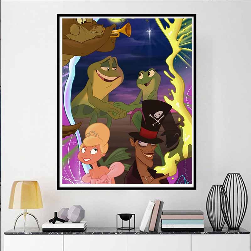Disney 5D DIY Diamond Painting Princess and Frog Group Portrait Illustration Embroidered Mosaic Cross Stitch Home Decor Gift Crafts